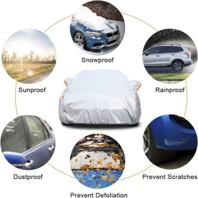 Kayme 6 Layers Car Cover Custom Fit for Hyundai Elantra (2006-2025) Waterproof All Weather for Automobiles, Outdoor Full Cover Rain Sun UV Protection.Silver - Image 5