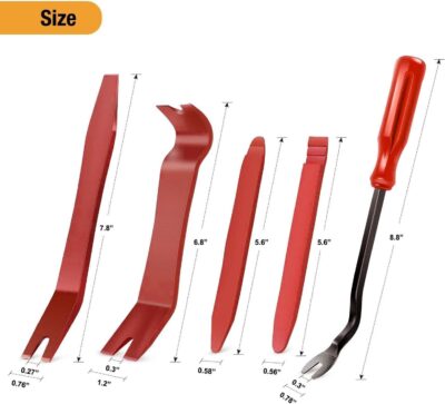 GOOACC 5 PCS Nylon Auto Trim Removal Tool Kit No-Scratch Removal Tool Kit for Car Panel & Audio Dashboard Dismantle Red - Image 2