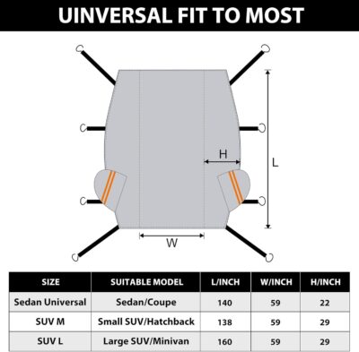 Half Car Cover Top, Windshield & Sunroof Cover for Ice and Snow with Cotton Liner, Car Cover Waterproof All Weather for Snow, Sun, Rain, Dust, UV Protection Fit Sedan Universal - Image 5