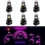 WLJH T5 17 37 74 2721 Pink Dashboard Gauge Instrument Cluster Panel Dash Led Light Lamp With Twist Lock Socket,Pack of 6