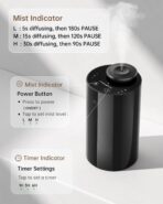 Waterless Essential Oil Diffuser with 4 x 10mL Hotel Scent Fragrance Oils, Rechargeable Car Diffuser Air Freshener Machine, 3 Timer & 3 Mist Modes, Aromatherapy Kit for Home - Image 4