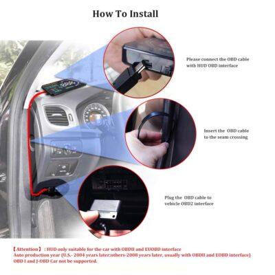 Windshield Heads Up Display for Car MAIMEIMI OBD2 Digital Speedometer with OBDII/EUOBD Interface HUD Car Speedometer MPH with Water Temperature, Mileage, RPM, Alarms for OBDII/EOBD Sedan Cars (2008+) - Image 7