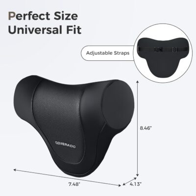 Coverado Car Headrest Pillow, Ergonomic Memory Foam Car Neck Pillow for Driving Seat with Adjustable Strap, Soft PU Leather Breathable Removable Cover Neck Support for Neck Pain Relief - Image 7