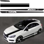 Universal Racing Stripes Car Stickers Sport Stripes DIY Styling Decorated Door Hood Self-Adhesive Side Strip Decal Decoration Accessories for Truck SUV Off-Road Vehicles(5PCS)(Black)