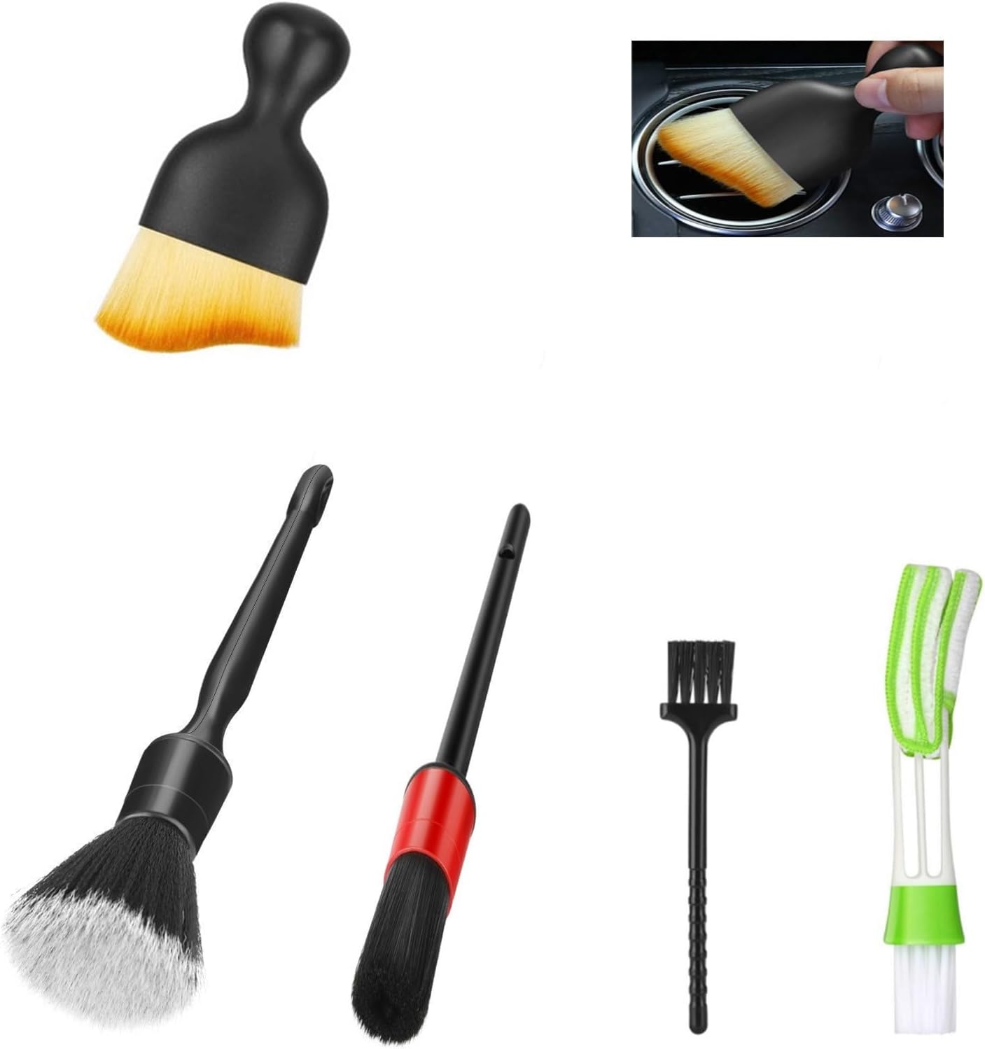 61AXbxzjBJL._AC_SL1500_.jpg Car Interior Duster Detail Brushes, Soft Bristles Brush Car Accessories for Cleaning Dashboard Air Vent Crevice, Detailing Dusting Tool Kit for Auto Truck SUV RV - Image 1