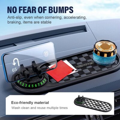 Multifunction Car Anti-Slip Mat, 2026 New 360° Rotating Dashboard Phone Holder, Non Slip Universal Car Mat for Office and Travel, Portable Car Organizer Mat for Drivers (Gray) - Image 5