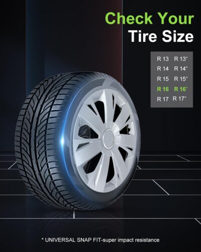 SCITOO Premium 16 Inch Hubcaps Set of 4 Wheel Rim Cover OEM Style Easy Snap On Car Truck SUV Hub Cap Replacement for Mazda,for Dodge,for Ford,for Honda,for Kia,for Mitsubishi,for Hyundai,etc. - Image 5