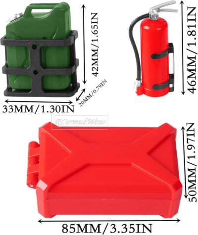 RC Crawler Accessories Roof Simulation Decoration Luggage Bag/Fire Extinguisher/Oil Drum/Recovery Board/Toolbox/Shovel/Hoe/Axe for 1/10 Trx4 Trx6 SCX10 Red cat (Style B) - Image 6