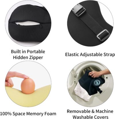 2 Pack - Car Headrest Pillow for Neck Support, 100% Memory Foam Car Neck Pillow with Sleep Mask - Universal Fit Head Rest Travel Pillow Car Pillow for Pain Relief While Driving(Contains 2 Eye Masks) - Image 3