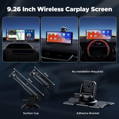 LAMTTO 9.26" Wireless Carplay and Android Auto with 2.5K Dash Cam, 1080P Backup Camera, Portable Touchscreen GPS Navigation for Car, Car Stereo Receiver with Bluetooth,AirPlay,AUX,FM,Googel,Siri - Image 9