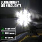 Motorcycle Driving Lights 12-60V 40W 3600LM LED Fog Lights for ATV UTV Bike Car Truck Boat Forklift Waterproof LED Spotlights with 6 Light Beads High Low Strobe Beam Switch Universal (Black 2) - Image 2
