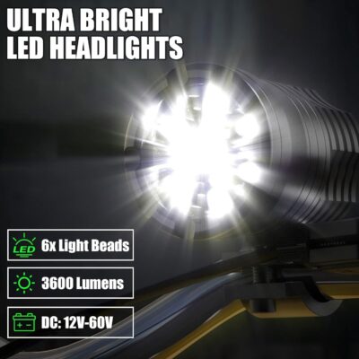 Motorcycle Driving Lights 12-60V 40W 3600LM LED Fog Lights for ATV UTV Bike Car Truck Boat Forklift Waterproof LED Spotlights with 6 Light Beads High Low Strobe Beam Switch Universal (Black 2) - Image 2