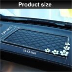 Bling Daisy Car Dashboard Anti-Slip Mat, Rhinestone Auto Dash Phone Hold Sticky Pad, 10.4'' × 5.9'' Vehicle Strong Gripping Mat for Keychain, Sun Glass and Electronic Device (Diamond/Daisy) - Image 2