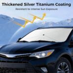 Upgraded Windshield Sun Shade Umbrella – Thickened Silver Titanium Coating, UV Protection for Car Front Window, Block Sun Rays & Keep Interior Cool, Reinforced Spring Edge, Universal Fit, 56"L x 31"W - Image 4