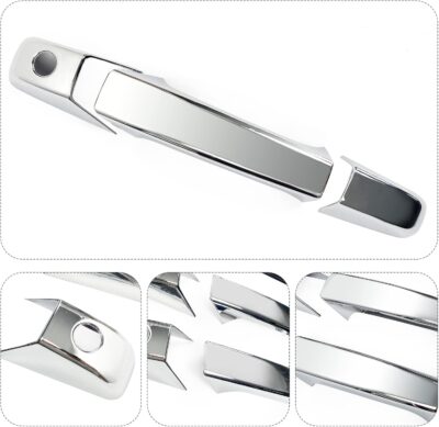 Chrome Door Handle Covers Trim Compatible with Chevrolet Silverado Tahoe Suburban Avalanche 2007-2013 GMC Yukon Sierra 2007-2014 Escalade 2007-2014 for 4 Doors Without Passenger Keyhole - Image 3
