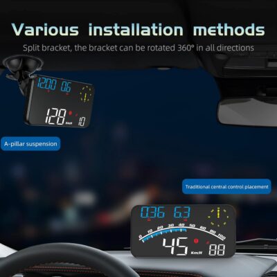 GPS Digital Speedometer with Compass, Time, Driving Distance, Fatigue Driving Reminder, Overspeed Alarm 5.5" MPH Head Up Display HUD for All 5V Vehicle - Image 6