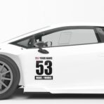 MC MOTOPARTS Magnetic Racing Number - Custom Track Day & Autocross Magnetic Vinyl Decal - Name, Make, Model, Flag - 2 Pieces | Black Words on White Background | 12" x 15" Inch