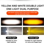2pcs Super Bright 24W LED Two-Color White Amber Spotlight + 2pcs ON-ON-OFF Switch, Waterproof auxiliary Motorcycle Headlight Fog Light, Universal For Car Truck ATV Offroad SUV Driving Work Spot Lamp - Image 4