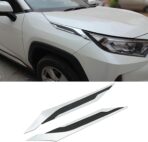 Car Accessories Fit For Toyota RAV4 2019 2020 2021 2022 2023 2024 2025 Front Head Light Lamp Eyelids Garnish Side Fender Cover Trim Chrome ABS 2 PCS