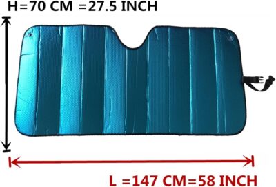 Car Sun Shade, Sun Protector,Foldable Front Window Shade-Thicken 5-Layer Bubble for Auto Windshield UV Protection and Heat Reflector 58"x 27.5" (Blue) - Image 3