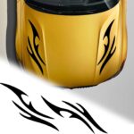 QianBao Style 7 Car Hood Stripe Sticker Car Stickers Modified Stripe Decal Decoration Universal Auto Racing Body Vinyl Sticker for Car Black