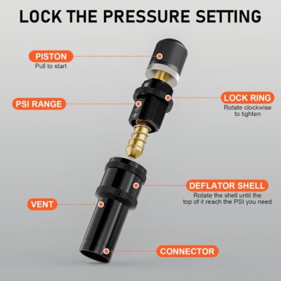 4PCS Tire Deflator,10-30 PSI Adjustable Auto-Stop Tire Deflators Offroad Accessories,Air Down Tire Deflators 4x4,Screw-on Air Down Tire Tool for Trucks,Motorcycle,Jeep - Image 2