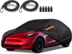 Special 16 Layers Full Car Cover Fit for 2020-2024 TES-la Model Y, Ultra Heavy 600D Oxford Cloth, All-Weather Protection Summer Sun Exposure and Winter Snow Rain Dust UV, Black