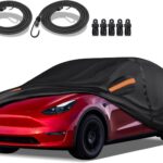 Special 16 Layers Full Car Cover Fit for 2020-2024 TES-la Model Y, Ultra Heavy 600D Oxford Cloth, All-Weather Protection Summer Sun Exposure and Winter Snow Rain Dust UV, Black