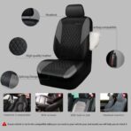 CAR PASS Quilting Leather Seat Covers Full Set,Universal Waterproof Deluxe PU Premium Car Seat Cover with 5mm Composite Sponge Inside,Airbag Compatible,Front and Rear Seat Cover for Sedan SUV Van,Gray - Image 4