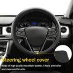 Steering Wheel Cover，Steering Wheel Wrap，Steering Wheel Covers, Wear-Resistant, Sweat-Absorbing, Anti-Slip and Dustproof Fits Most Sedans, SUVs, Trucks, and Vans (Black, Smooth) - Image 3