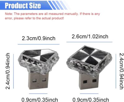 2PCS USB LED Car Interior Atmosphere Lamp, Portable Mini Auto Decoration Night Light, Plug-in Vehicle Ambient Lighting Kit, Universal Car Interior Accessories for Cars SUVs Trucks RVs (Blue) - Image 2