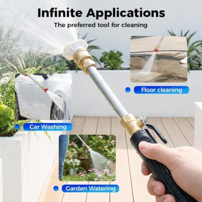 Jet Nozzle Power Washer, Includes 3 Pressure Nozzles and Quick Connectors, New Pressure Washer, Spray Nozzle for Garden Patio Outdoor Cleaning (Black + Grey) - Image 6