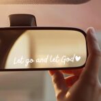 3 PCS Let Go and Let God Car Decals, Vinyl Decals for Cars, Rearview Mirror Stickers, Automotive Decals, Cute Car Accessories for Women Interior Extetior, Cute Decor for Vehicles Fits Most (White)