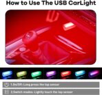 14 in 1 Modes Car USB Night Light, 7 Colors Touch Adjustment LED Ambient Lighting USB Automotive Interior Night Lamps, Mini LED Bulb for Car, Camping, Holiday Decoration, Bedroom, Party(2Pcs) - Image 4