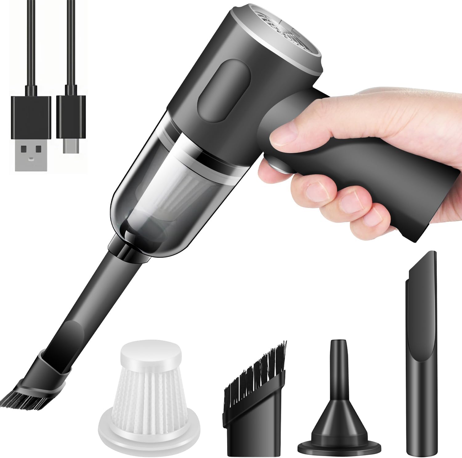 61BsuaRF8GL._AC_SL1500_.jpg YUNYILAN Wireless Handheld Car Vacuum Cleaner High Power Rechargeable Household Mini Vacuum, Vacuum for Desk, Home and Office Dust Cleaning, Protable Vacuum Cleaner for Car - Image 1