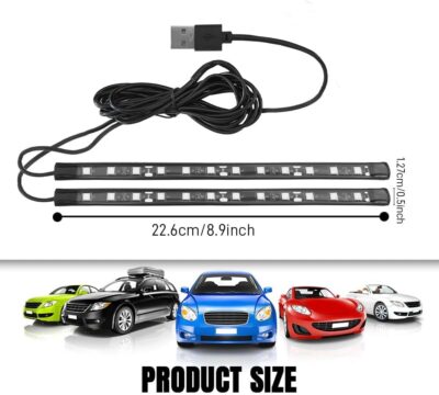 Car LED Strip Light, Interior Car Lights, 24 LEDs Auto RGB Neon Interior Atmosphere Lamp, 12V USB Port Auto Under Dash Ambient Night Light Strip for Vehicles (Red, USB) - Image 2