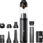 Car Vacuum Portable Cordless,18000Pa 4in1 Portable Handheld Cleaner Vacuum &Air Duster 2 Suction Modes Power Blowing&Inflating, Brushless Motor Vacuum with Multi Nozzles for Car,Keyboards, Office,Pet