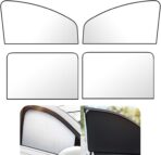 4 PCS Car Side Window Sun Shade, Keep Cool Privacy Protection Cover, Perfect Coverage Heat Shield for Front and Rear Windows, Universal for Cars Adsorption Installation Sun Shield (Silver)