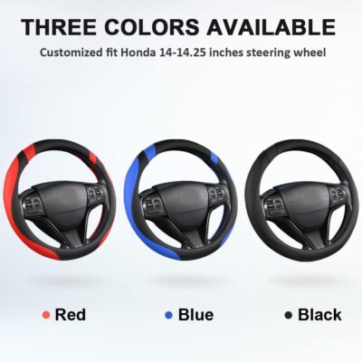 West Llama Customized Auto Car Steering Wheel Cover for Honda Civic, CR-Z, Insight, S2000, 14" - 14.25" (Black-Small Size) - Image 6