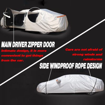 TUCAREST 6 Layers Full Car Cover for Sedan/Wagon/Coupe/Hatchback - Waterproof, Insulated, Anti-UV, Snow-Proof, Anti-Wind, All-Weather, Thickened Protection, up to 191 in - Image 5
