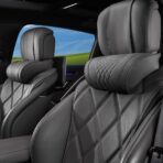 Car Headrest Memory Foam Neck Pillow for Driving with Leather Cover Soft Comfortable Seat Head Pillow Cushion for Most Cars SUV Sedan Home Office Black (2PC)