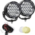 EXZEIT 160W 5 Inch Driving Lights,11200 Lumens Round Fog Lights Offroad Lights for JeepTrucks SUV ATV, Diffuser Covers and Yellow Covers Changeable, 12V/24V