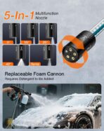 Ikewzbk Cordless Pressure Washer Battery Powered,1800 PSI Cordless Power Washer,4 A Battery*2,5-in-1 Nozzle,3 Power Level,Handheld Portable Pressure Washer for Car Home Patio Driveway Fence Cleaning - Image 4