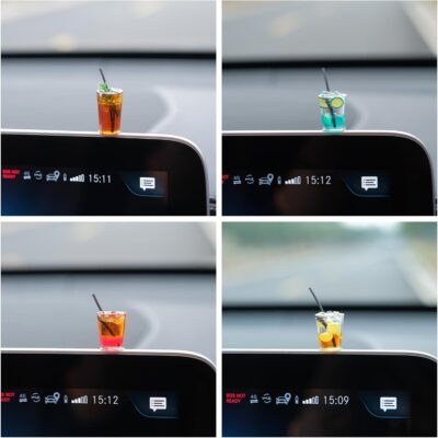 4 Pcs Cute Mini Drinks Car Rearview Mirror Dashboard Decor, Funny Beverage Dash Decorations, Kawaii Ornament Interior Accessories for Home Office - Image 5