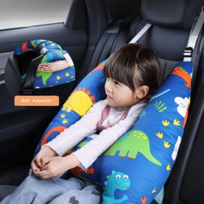 Travel Pillow Car Cushion for Kids 6 Years Old+ Shoulder Neck Back Support & Seat Belt Comfort, Road Trip Cozy Sleeping Gift for Young Travelers, Parents, Families, Baby Shower (Dinosaur Blue) - Image 3