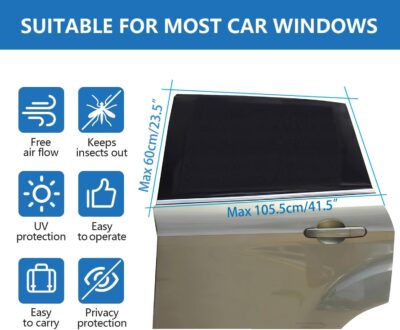 Car Window Shades for Baby - 2 Pack Sun Shade Blocker, Breathable Mesh Rear Side Window Shade Sunshade for SUV, UV Protection for Baby Family Pet, Mosquito Bug Net Window Screens for Camping - Image 5