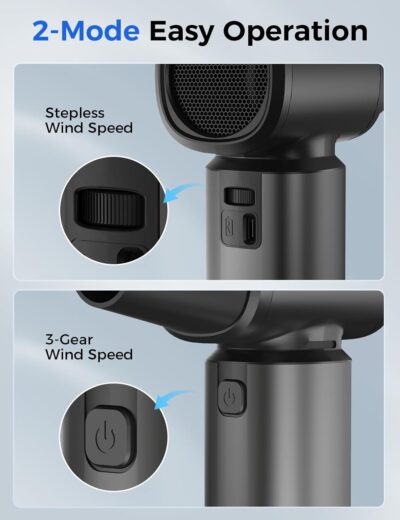 Compressed Air Duster-180000RPM Electric Air Duster Rechargeable Brushless Motor, Stepless Speed/3-Gear Adjustable Mini Blower Cordless with LED Light, Dust Blower for Computer, House, Outdoor, Car - Image 6