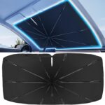 2025 Windshield Sun Shade Frame with Thickened Fast Cooling, Emergency Window Breaker, 99% UV Blocking Protects Car from Sun and Heat Damage, Adjustable Bendable Design for SUV/Sedan/(57" L x 32" W)