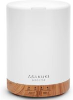 ASAKUKI Essential Oil Diffuser for Home, 300 ml Humidifier with Automatic Shut-Off, Quiet Aromatherapy Diffuser with 7 LED Lights for Living Room, Kitchen, Bedroom, Hotel - Light Brown