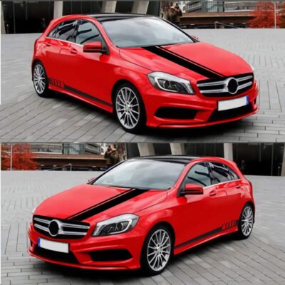 Universal Racing Stripes Car Stickers Sport Stripes DIY Styling Decorated Door Hood Self-Adhesive Side Strip Decal Decoration Accessories for Truck SUV Off-Road Vehicles(5PCS)(Black) - Image 6